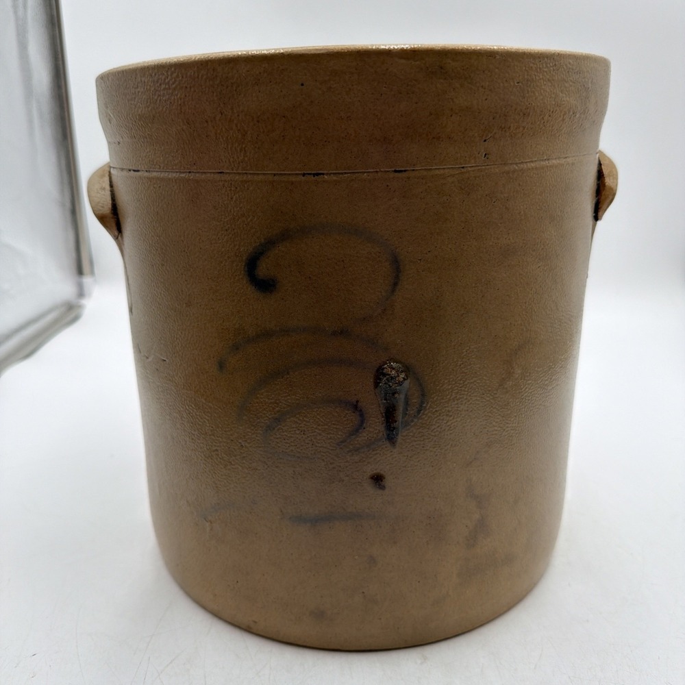 Antique 3 Gallon "Bee Sting" Cobalt Blue Salt Glazed Stoneware Crock